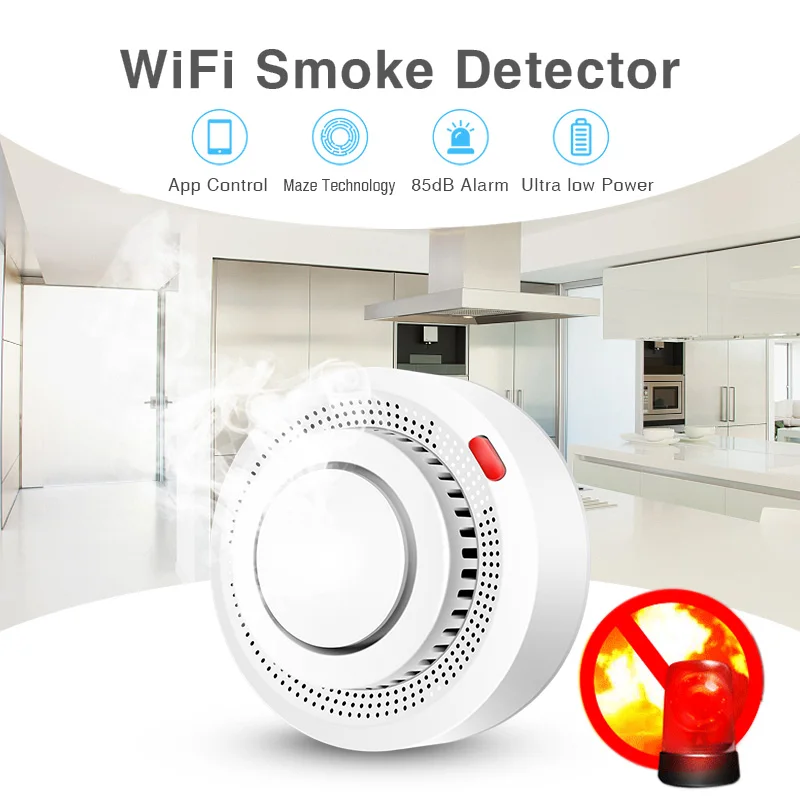Tuya Smart WiFi Smoke Sensor F - Smoke Detector Interconnected 评论和价格