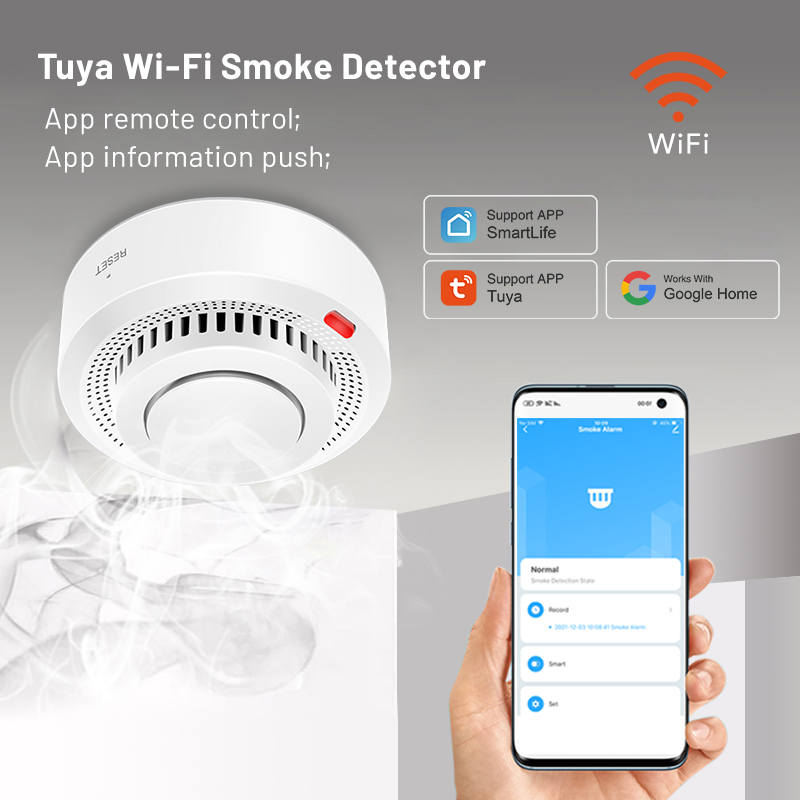 Tuya Smart WiFi Smoke Sensor F - Smoke Detector Interconnected 评论和价格
