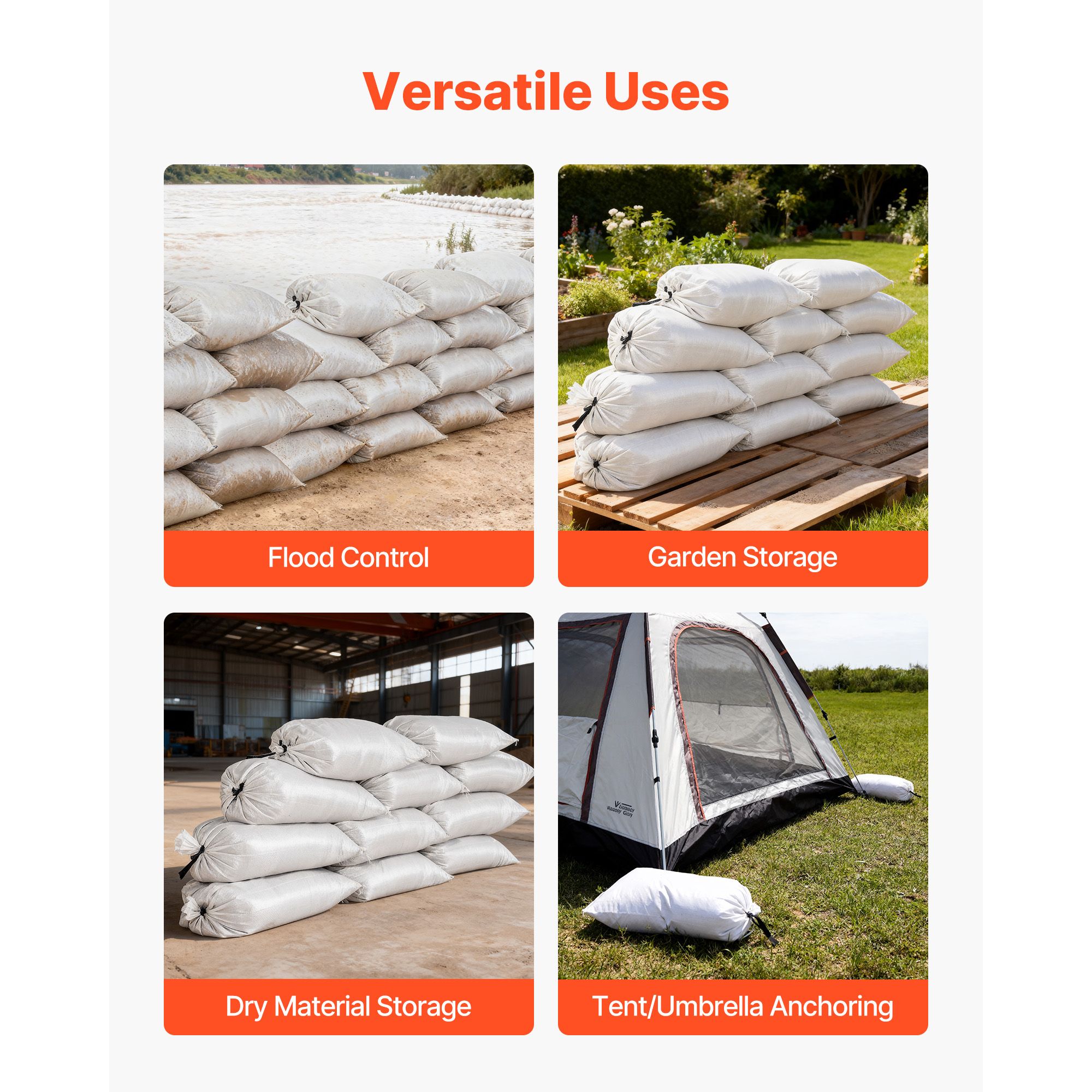 Empty Sandbags, 100 Packs 16 x - Flood Barrier Bag 评论和价格