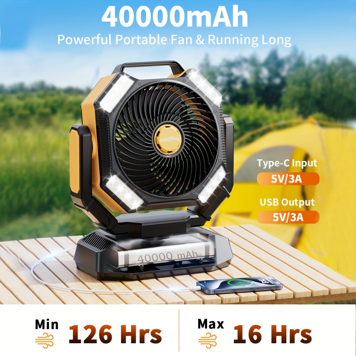 coldSky  Camping Fan, Battery  - Power Outage Light 评论和价格