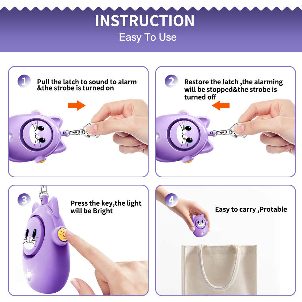 H8 2024 New Cute Cat Personal  - Personal Alarm Keychain 评论和价格