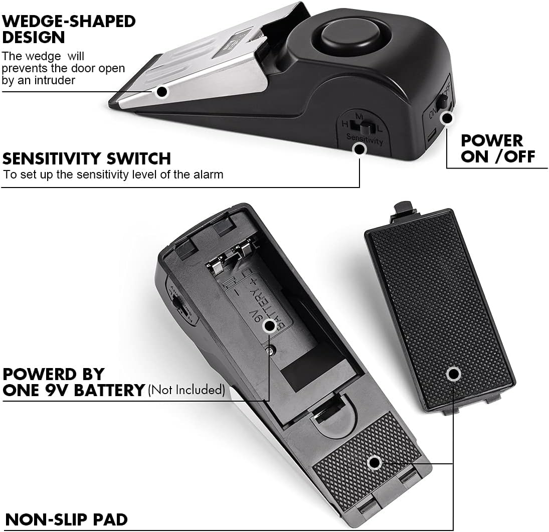 1/2Pcs Portable Travel 120 DB  - Door Stop Alarm 评论和价格
